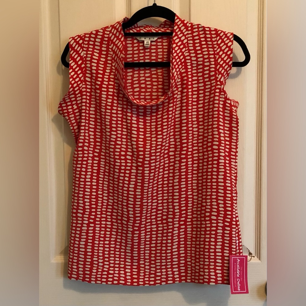 CAbi Rounded Neck Orange Blouse